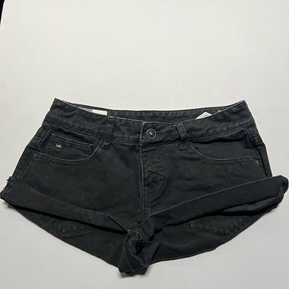 KIDS Made Here Black Jean Rolled Cuff cutoff short shorts 25R - Picture 1 of 4